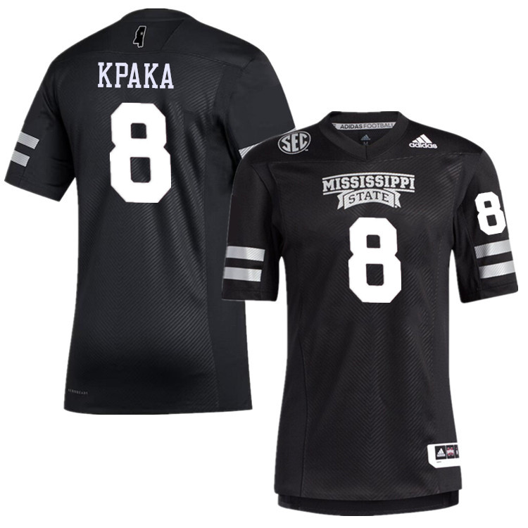 Men #8 Sulaiman Kpaka Mississippi State Bulldogs College Football Jerseys Stitched-Black